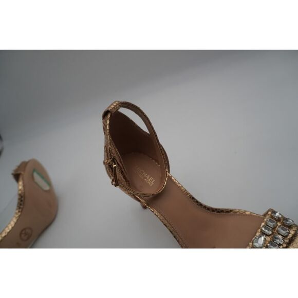 New Michael Kors Glamorous Gold Heels with Rhinestone Embellishments size 9 - Picture 6 of 7
